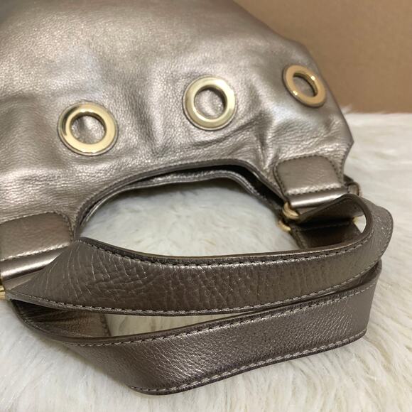MICHAEL KORS Gold Metallic Leather Grommet Shoulder Tote Bag - Picture 4 of 16